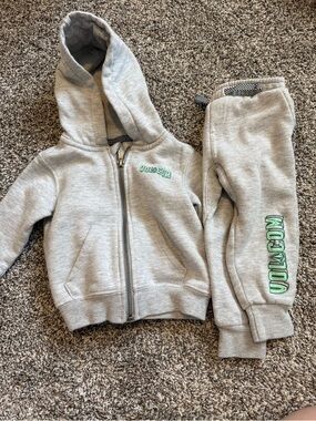 Volcom Kids Gray Sweatpant Set with Green Logo